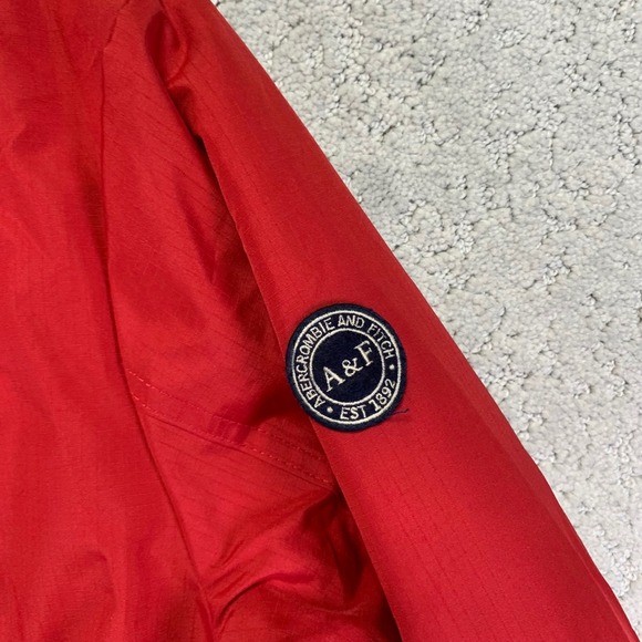 Abercrombie & Fitch Jacket Womens Small Red Hooded Parka Water Wind Resistant - Picture 6 of 16
